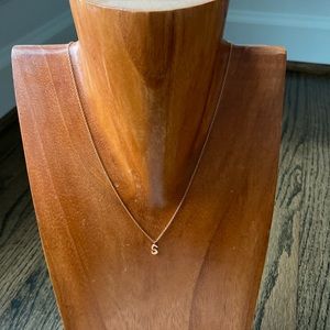 AUrate 14k gold pendant letter “S” necklace, rose gold